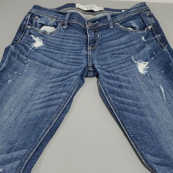 𝅺abercrombie & Fitch 26x31 perfect stretch size 2 medium tint straight leg jean - Picture 5 of 8